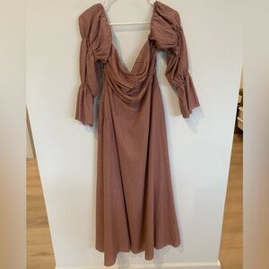 Worth Collective Corrine Tiered Midi Dress- Dusty Mauve size L